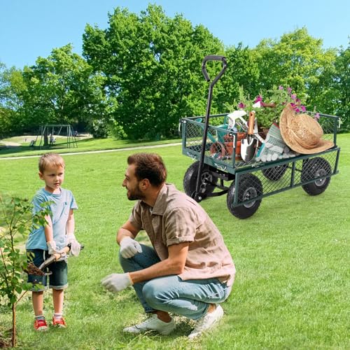 GarveeLife 500 LBS Steel Garden Cart with Removable Liner - color: Green