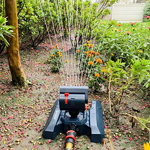 Eden 94125 Adjustable 4-Way Mini Turbo Oscillating Sprinkler W/Quick Connect Starter Set, 16 Nozzle, Covers up to 4,069 sq. ft. Heavy Weight Base - style: Classic