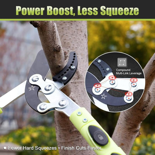 Heavy-Duty Extendable Anvil Lopper, 28"-41" Telescopic Tree Trimmer with Double Ratcheting Mechanism for 2" Branches - color: Green
