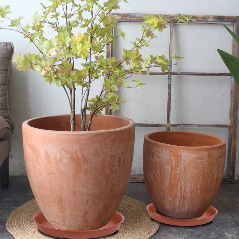 2 Pack of 12 inch Plant Saucer, Bird Bath Bowl 12 inch, Plant Tray for Pots, Flower Plant Saucers for Indoors, Plant Trays for Planter 11"/12" (12 inch, Terracotta) - size: 12" (2 pack)