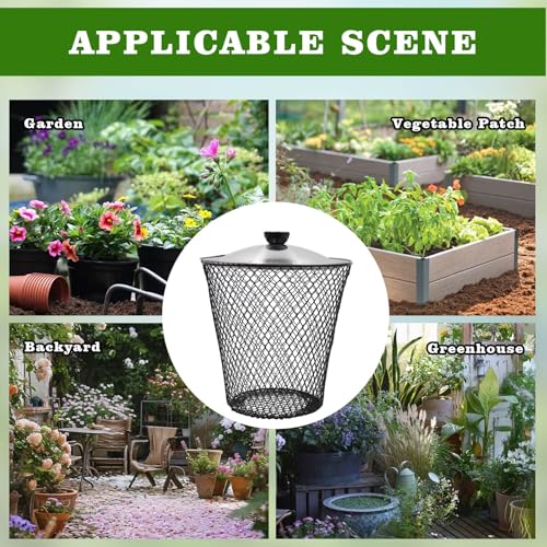 4 Pack In Ground Compost Bin Outdoor, Metal Worm Compost Bin with Lid for Organic Refuse, Worm Farm for Garden, Vegetable Patch, Backyard, Greenhouse