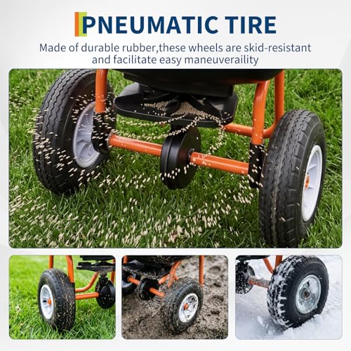TrailBlaze Heavy-Duty Walk-Behind Fertilizer & Seed Spreader – 70LB Capacity, Adjustable Stream Control, 8" Pneumatic All-Terrain Tires, 0–10FT Spread, Large Harvester, Lawn & Garden, Black