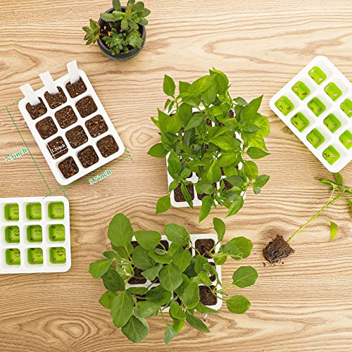 6pcs Reusable Seed Starter Kit, 72 Cells Seed Starter Trays, Silicone Seedling Starter Trays for Starting Plant Seeds with Flexible pop-Out Cells, Indoor Gardening Plant Germination Trays - color: Green
