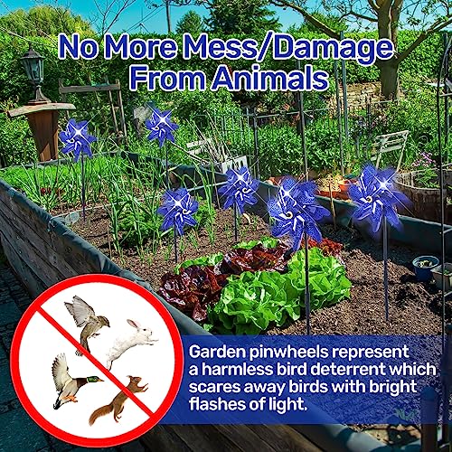 BATTIFE Preassembled Reflective Pinwheels for Yard & Garden, Blue, 10 Pack - color: Blue, size: 10 Pack