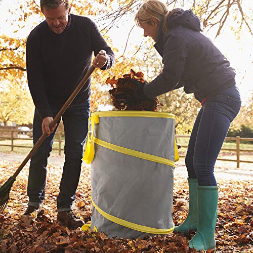 3 Pack 30 Gallon Collapsible Trash Can, Reusable Garden Leaf Bag, Pop-Up Portable Yard Waste Bags for Lawn Debris, Camping, Autumn Cleanup - Easy Storage & Carry