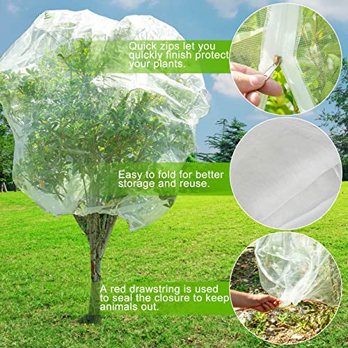2Pcs Garden Netting Pest Barrier with Drawstring, 6.56x 6.56FT Bird Netting - size: 6.56 x 6.56 FT x 2Pcs