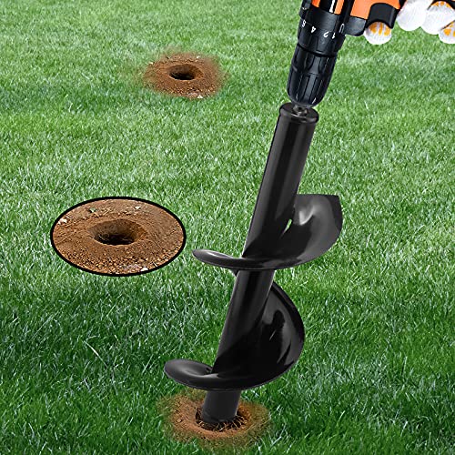 2Pcs Auger Drill Bit Planter, (3.7x11.8 and 1.9x14.5 in) Ruooson Spiral Auger for Planting Flower Bulb Auger, Rapid Planter Digger for 3/8" Hex Drive - size: 3.7x11.8 and 1.9x14.5 in