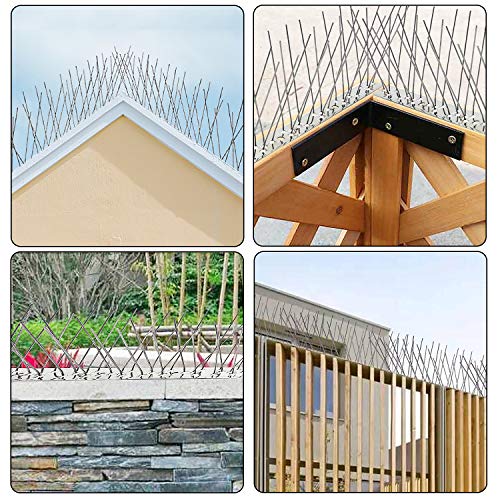 Bird Spikes for Pigeon 10.8 Feet Coverage 304 Stainless Steel Uninstalled - size: 10.8 Feet (10 Pack Uninstalled)