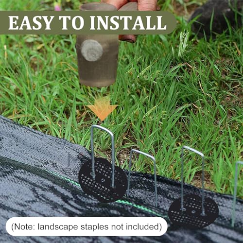 250 Pcs Landscape Staple Gasket Garden Landscape Staples Washer Pad Yard Pins Pad for Outdoor Weed Barrier Fabric Yard Tent (Black)