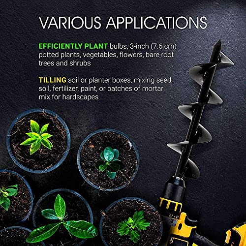 ERYTLLY Bulb Planter, Auger Spiral, Garden Planter Tool 3 x 7 inch,Rapid Umbrella Hole Digger for Planting Bulb Seedlings Bedding Tulips, and Digging Weeds Roots - size: 3*7 inch