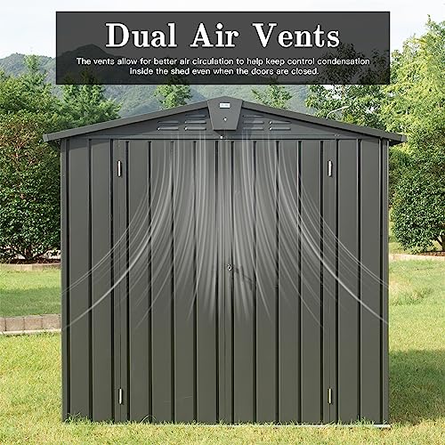 Patio Storage Outdoor Storage Shed - color: Dark Gray - 79.06 X 50.83 X 72.40 Inch