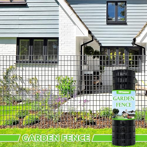 Black PVC Coated Welded Wire Fencing,2"x4" 14 Gauge,48inch H x 100ft L Garden Wire Fence Roll,2/3/4/5/6ft Tall x 50/100 ft Long Hardware Cloth Metal Mesh for Yard,Farm,Chicken,Dog,Vegetable Protection - color: Black, size: 2"x4" 48inx100ft