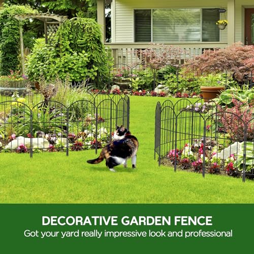 Goovilla Garden Fence, Total 27ft(L) x 24in(H), 25 Pcs, Rustproof Metal - size: Arched