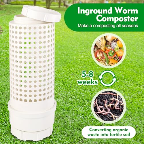2 Packs Inground Worm Composter, Outdoor Worm Compost Bin Kit with Lid