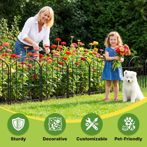 KIMAZO 25 Pack Decorative Garden Fence Panels – Metal Arched Fencing Dog Fence No-Dig Animal Barrier Fence Rustproof Garden Edging for Yard, Patio, Dog Run, Outdoor Decor Landscape & Flower Bed - size: 27.08 ft (L) x 24 in (H)