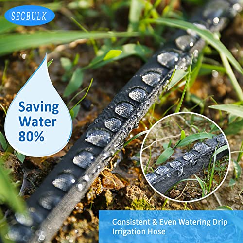 Secbulk 2026 Flat Soaker Hose 25 ft for Garden, 25' Linkable Drip Hose Diy Garden Irrigation System Saving 80% Water, Dual-layer Leak-free Design Water Hose with Holes - size: 25ft