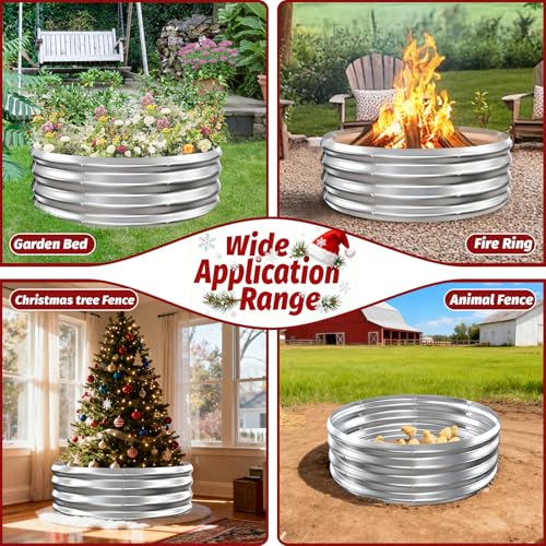 TBMLC 1FT Tall Heavy-Duty 3FT Diameter Round Steel Rised Garden Bed Silver - color: Silver, size: 36" Diameter X 12" Tall
