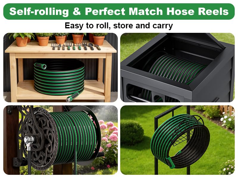 Garden Hose 125ft x 5/8" All-Weather Flexible Water Hose Lightweight, Durable, Kink-resistant, Heavy Duty Hybrid Polymer Hose, Male to Female Leak-Free Aluminum Connections, Burst 600 PSI. - size: 125ft x 5/8" Male to Female