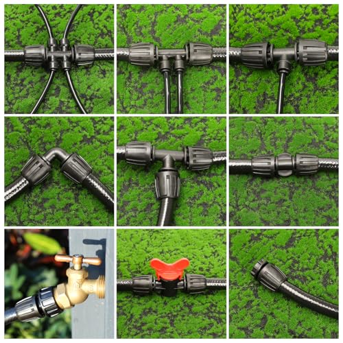 MIXC 1/2" Drip Irrigation Fittings 3-Way Barbed Tee 10 Pack - size: 3-Way 1/2" to 1/4" Barbed Tee
