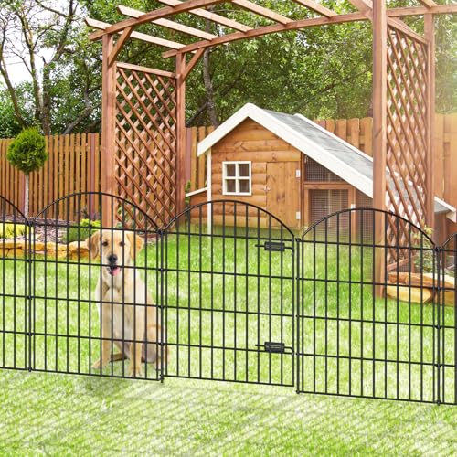 Metal Garden Fence with Gate 36 in x 11.7 ft, Dog Fence Outdoor for Yard - size: 36"Hx11.7ft (Gate+4Panels)