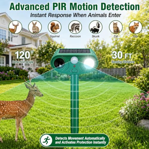 2pack Sonic Fortress Pro Deer Repellent, Solar Animal Repellent Outdoor