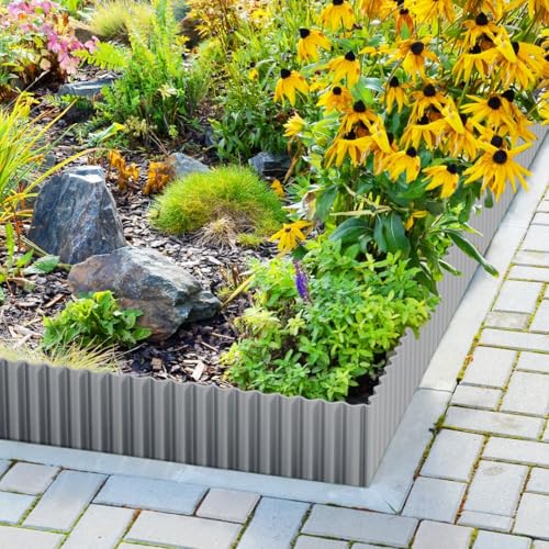 LAVEVE Corrugated Metal Garden Edging 6" x 40Ft, Landscape Edging Border - color: Light Gray