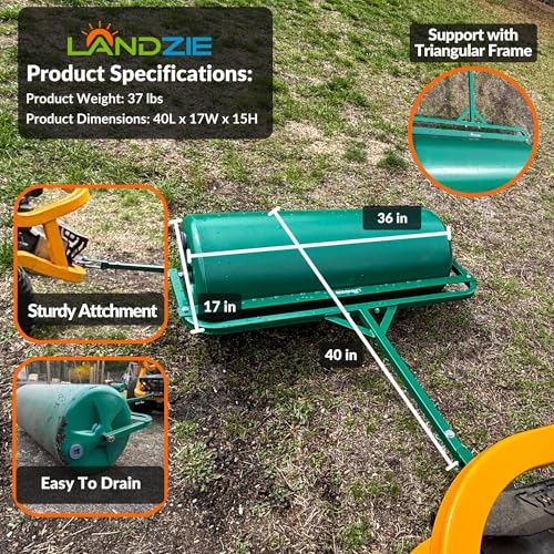 Landzie - Lawn Roller 36 Inch, Water Filled Poly Sod Roller - size: 36 Inches