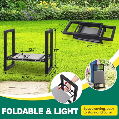 Garden Kneeler and Seat Heavy Duty - 12.7" Wide Garden Kneeling Bench Stool with Handles, Folding Knee Seat Chair Gardening Gifts for Seniors Women Men Gardeners Pain-Free Weeding Planting - size: 12.7"