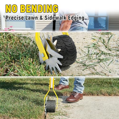 Manual Edger Lawn Tool, 75 Inch Wheel Rotary Edger for Lawn with Extra-Wide Wheel, Grass Edge Trimmer with Adjustable Handle, Ideal Hand Edging Tool for Sidewalk, Driveways and Landscaping