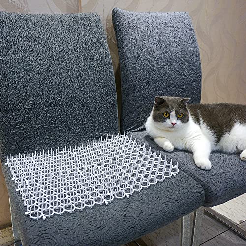 Ley's Cat Deterrent Mat, Indoor Cat Scat Mat, Cat Scratch Deterrent with Spikes, Garden Fence Animal Barrier 24 Pack/Set - color: White, size: 24 Pack