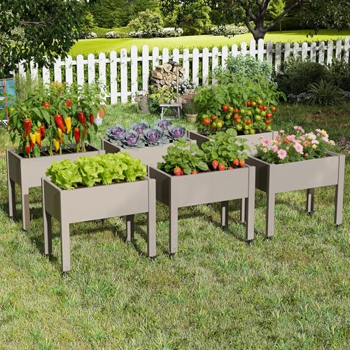 Fancyango Raised Garden Bed with Wheels 26.3" Hx2 -Gray - color: Gray, size: 26.3"Hx2