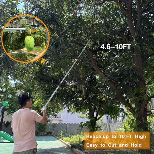 4.6-10 Ft Telescoping Tree Pruner, Long Reach Pole Saw Branch Trimmer