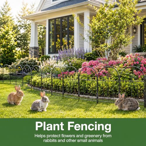 Decorative Garden Fence, 27.2 ft Rustproof No Dig Flower Bed Border 26 Pack - size: 26M-Arched Panels-27.2ft(L)x15.66" Arch H