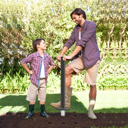 Dolibest Sod Plugger, Bulb Planter Tool with Soft Rubber Grip, Grass Plugger Tool with Stainless Steel Sharp Serrations, Sod Plugger Turf Cutter for Lawn Planting Bulbs and Grass Repair - color: Black D- 3.5'' depth