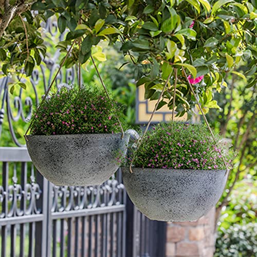 LA JOLIE MUSE Large Hanging Planters for Outdoor Plants, Set of 2,13 Inch - color: Concrete Gray