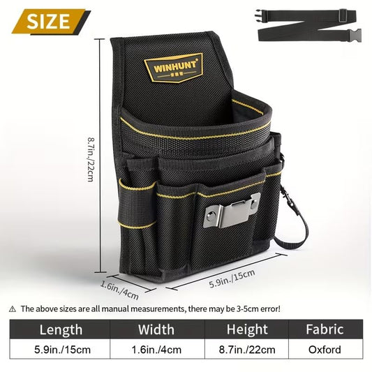 Premium Tool Belt Set for Electricians & Carpenters, Utility Pouches with Belt Clip, Garden Tool Organizer Bag for Men – Complete All-Purpose Storage Kit - color: Black