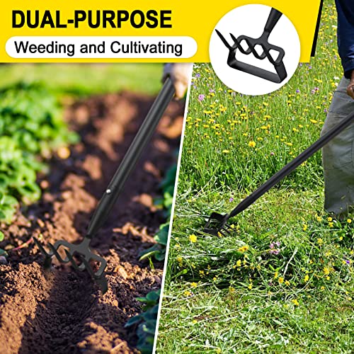 Garden Hoe, Cultivator Stirrup Hoe Garden Tool for Weeding, 73 Inch Heavy Duty Hula Hoe with Adjustable Long Handle, Scuffle Loop Hoe with Rake 2-in-1 Gardening Tool for Loosening Pulling Weed - size: 73Inch