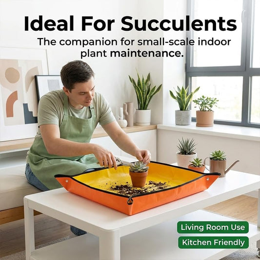Thickened Plant Repotting Mat, 39.4" x 29.5" Waterproof Gardening Mat for Indoor Plant Transplanting, Foldable Succulent Potting Tray for Mess Control, Orange - color: Orange, size: 39.4" x 29.5"