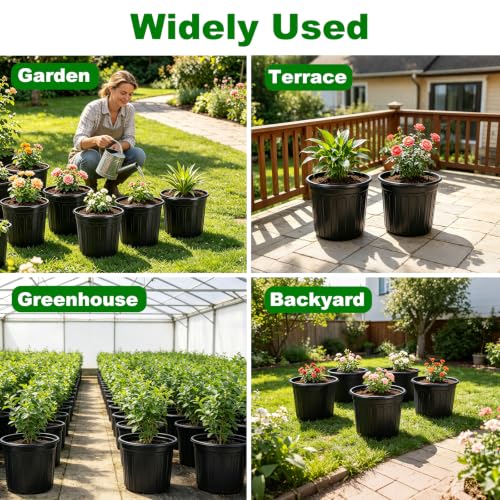 JERIA 30-Pack 3 Gallon Flexible Plant Nursery Pots,Thickened Soft Plastic Seedling Pots,Seed Starting Pot Flower Plant Container for Succulents,Seedlings - size: 3Gallon 30P