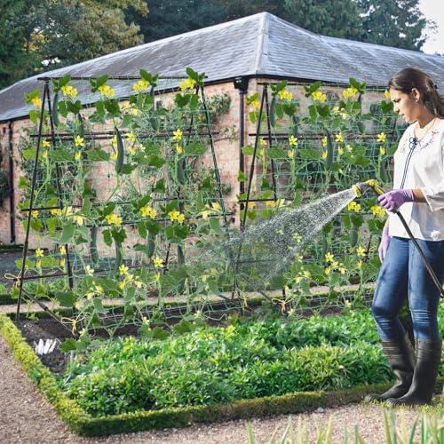 Giantex Cucumber Trellis, Trellis for Climbing Plants Outdoor, Garden Trellis w/Netting, PE-Coated Metal, Clips, Plant Support for Flower Vine Grape Vegetable Fruit, 41"x51"x59" - size: 41"x51"x59"