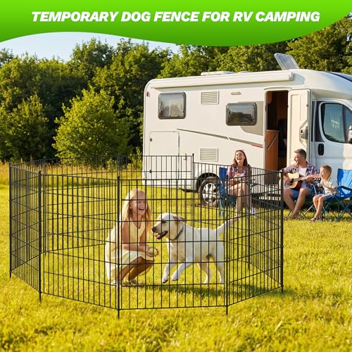 Toolterritary 10 Panels No Dig Decorative Garden Fence with Gate, 40in(H) x 26.0ft(L), Dog Fence Outdoor for Yard - Rustproof Metal Animal Barrier Fencing for Patio, Flower Bed - size: 40 in(H)×29.5in(L)