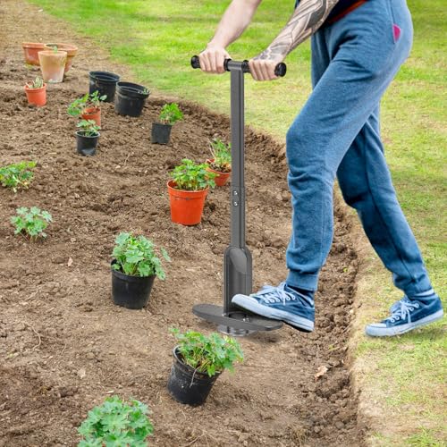 Dolibest Bulb Planter Tool w/Soft Grip, Grass Plugger Tool w/Stainless Steel Sharp Serrations, Depth Adjust Pre-Assembled Sod Plugger w/Centre Auto Dump Design for Lawn Planting Bulbs and Grass Repair - color: Black B- 3-6'' depth adjustable