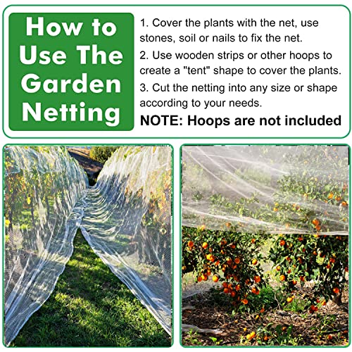 Unves Garden Mesh Netting, 8' x 20' Mosquito Bird Netting Row Cover - size: 8 x 20 Ft x 1 pc