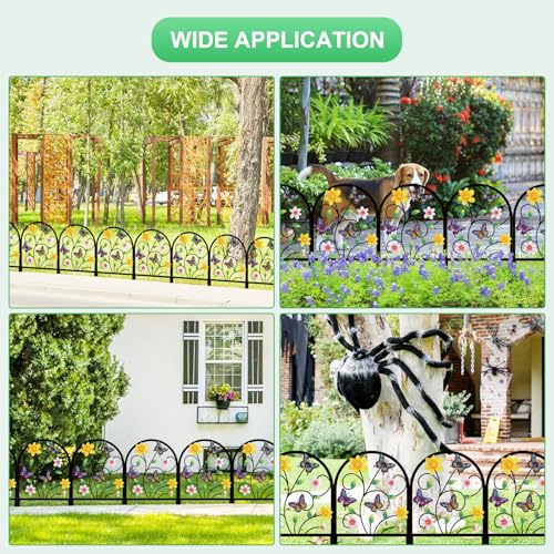 4 Pack Butterfly Decorative Garden Fence Metal Butterfly Flower Design Metal Arch Garden Fence Border for Yard Patio Flower Bed Lawn Outdoor Landscape Decoration Animal Barrier Fence for Garden - style: Butterfly