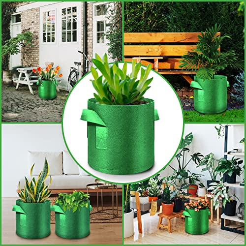 5-Pack 20 Gallon Grow Bags Heavy Duty Thickened Nonwoven Fabric Pots with Handles, Plant Grow Bags for Vegetables/Flower/Plant/Fruits, Green - color: Green, size: 20 Gallon