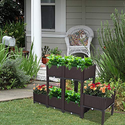 Raised Garden Beds, Planter Box, Self-Watering Plastic Planter for Indoor Outdoor Vegetables, Fruits, Potato, Flowers (6 Pcs) - size: 6 Pcs