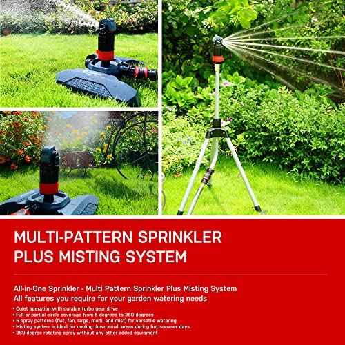 Eden 16030 5 Pattern Turbo Gear Drive Rotary Sprinkler Head Plus One-Direction Misting System for Lawn and Garden, 360 Degree Coverage - style: Sprinkler Head