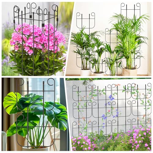 8 Pack Trellis for Climbing Plants Indoor, Expandable Small Metal Trellis for Potted Plants, Flowers Vine Ivy, Sturdy Houseplant Pothos Plant Climber Support - size: 8 Pack-15in(H)x10in(L)