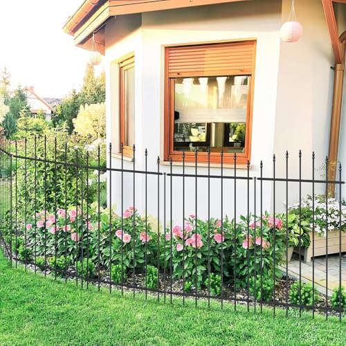 42” x 12’ No-Dig Metal Garden Fence with Stakes, Panels Fencing for Dogs - size: Roman Col 42″H x 12ft (6Panels)