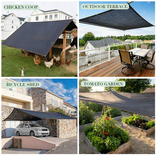 Garden Shade Cloth Suitable for Plants Outdoor Vegetables with Buckle Holes 70% Greenhouse Chicken Coop Dog Kennel Courtyard Shade net Tarp Netting Waterproof Fabric (Style:70%, 12FT*12FT) - color: Style:70%, size: 12FT*12FT